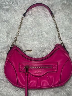 ALDO Aldo pink leather handbag with gold chain strap